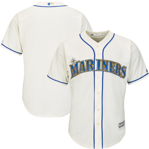Men'S Majestic Cream Seattle Mariners Official Cool Base Jersey