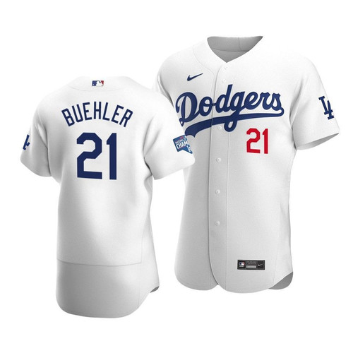 Men'S Los Angeles Dodgers Walker Buehler #21 2020 World Series Champions  Home Jersey White