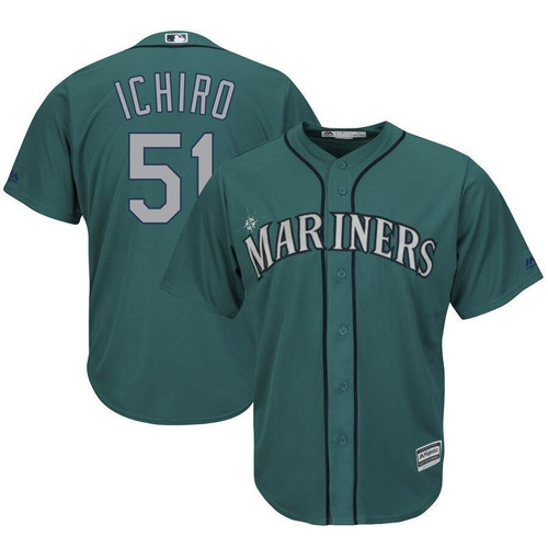 Ichiro Suzuki Seattle Mariners Majestic Official Cool Base Player Aqua 3D Jersey
