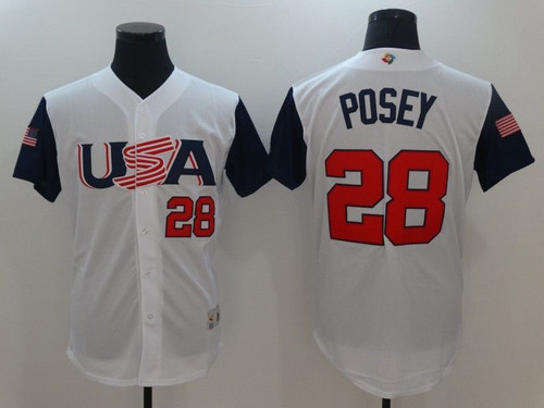#28 Buster Posey Usa National Baseball World Classic 2017 White Jersey