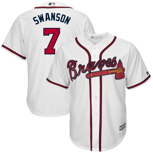 Dansby Swanson Atlanta Braves Majestic Home Official Cool Base Replica Player Jersey Jersey White 2021