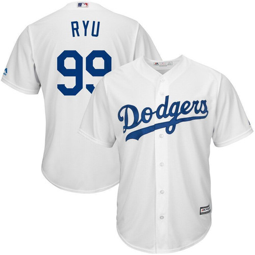 Hyun-Jin Ryu Los Angeles Dodgers Majestic Home Official Cool Base Player Replica Jersey Jersey White 2021