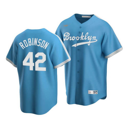 Men'S Brooklyn Dodgers Jackie Robinson #42 Cooperstown Collection Light Blue Alternate Jersey