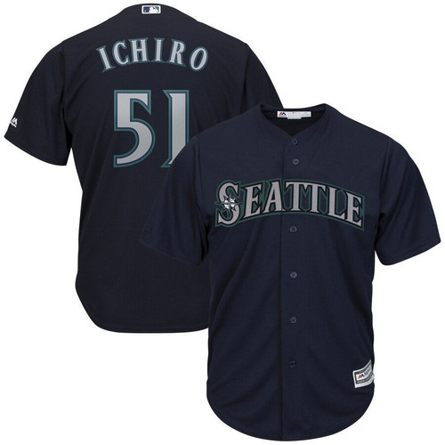 Ichiro Suzuki Seattle Mariners Majestic Official Cool Base Player Jersey Jersey Navy 2021