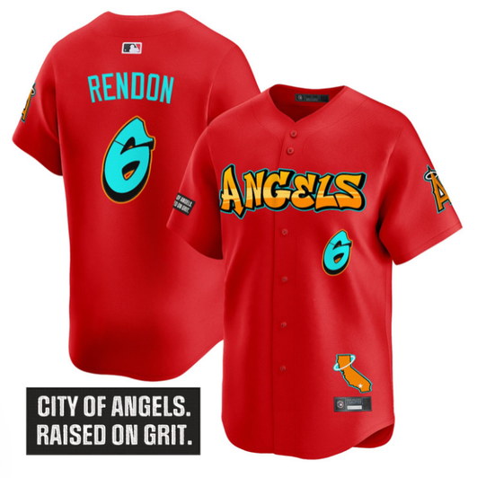 Anthony Rendon #6 Los Angeles Angels Graffiti Halo Drop Limited Jersey - Red