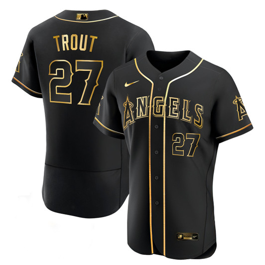 Mike Trout Los Angeles Angels Men'S White Gold Limited Jersey - Black Gold