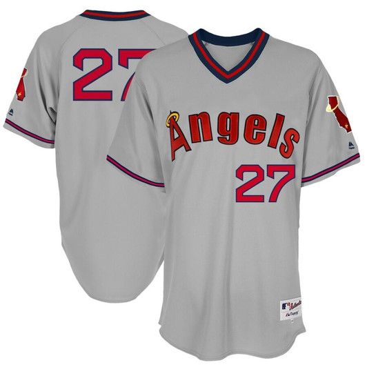 Mike Trout Los Angeles Angels Throwback Pullover Limited Jersey - Gray