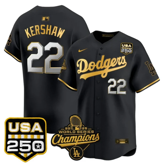 Clayton Kershaw #22 Los Angeles Dodgers 2025 World Series Champions Usa Stittched Limited Jersey