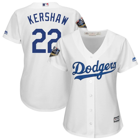 Clayton Kershaw #22 Los Angeles Dodgers Majestic Womens 2018 World Series Limited Cool Base Player Jersey - White