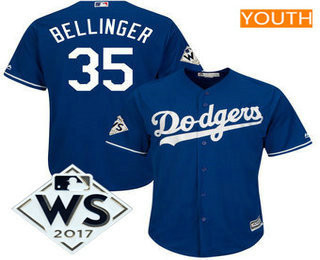 Cody Bellinger #35 Los Angeles Dodgers Majestic Youth 2017 World Series Patch Limited Cool Base Player Jersey - Royal