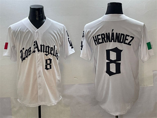 Enrique Hernndez #8 Los Angeles Dodgers 2025 Mexico La Gothic Style F Limited Jersey - White
