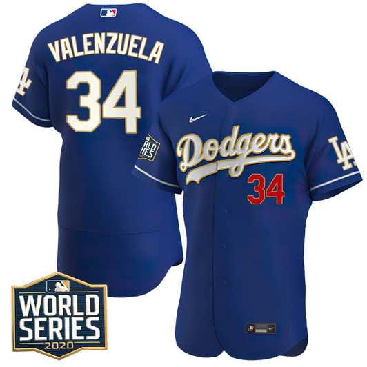 Fernando Valenzuela #34 Los Angeles Dodgers 2020 World Series Patch Limited Flex Base Jersey