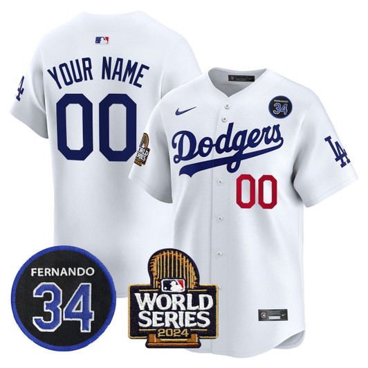Fernando Valenzuela #34 Los Angeles Dodgers 2024 World Series Patch Vapor Premier Limited V2 Custom Jersey