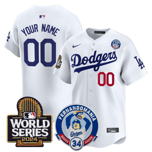 Fernando Valenzuela #34 Los Angeles Dodgers 2024 World Series Patch Vapor Premier Limited V3 Custom Jersey