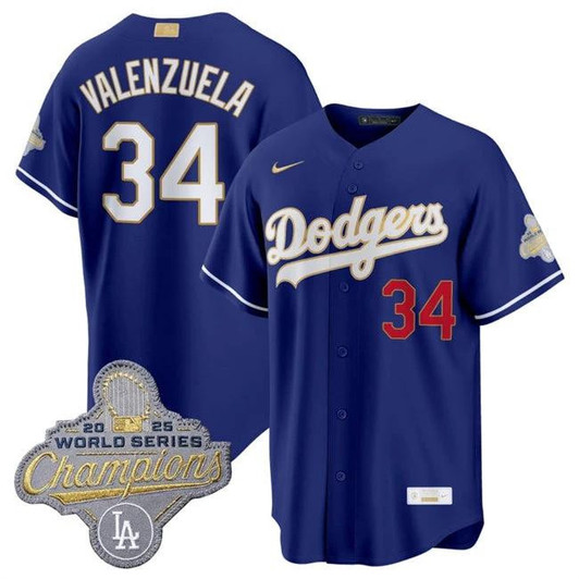 Fernando Valenzuela #34 Los Angeles Dodgers 2026 Gold Stadium Jer Limited Jersey - Royal