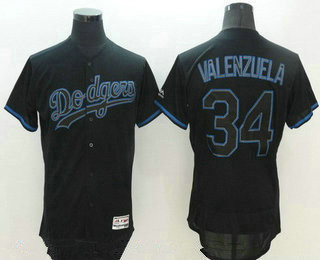 Fernando Valenzuela #34 Los Angeles Dodgers Majestic Mens 2016 Retired Lights Out Fashion Limited Flex Base Jersey - Black