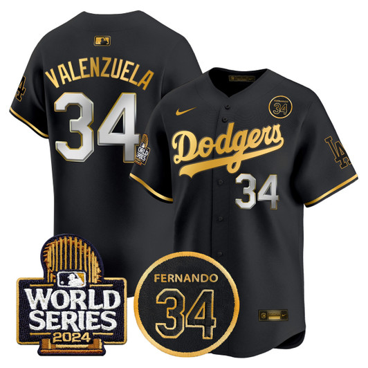 Fernando Valenzuela #34 Los Angeles Dodgers Men'S 2024 Memorial World Series Patch Vapor Premier Limited Jersey