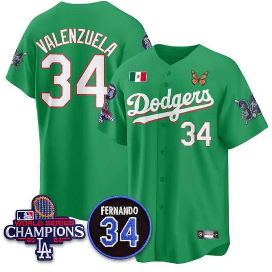 Fernando Valenzuela #34 Los Angeles Dodgers Mexican 34 Limited Jersey - Green