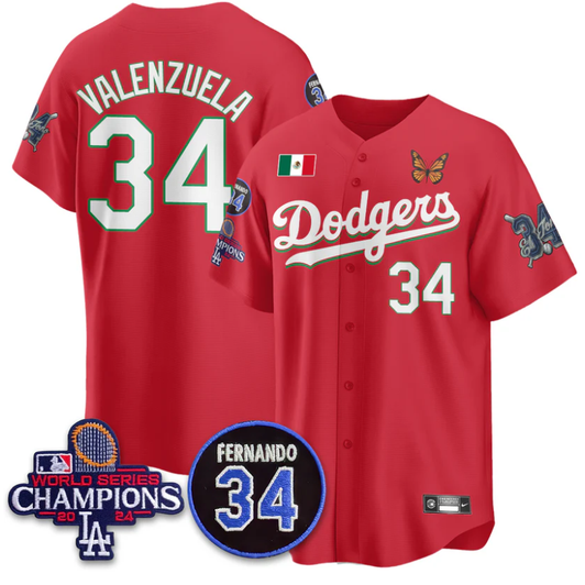 Fernando Valenzuela #34 Los Angeles Dodgers Mexican 34 Limited Jersey - Red