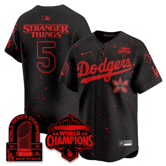 Freddie Freeman #5 Los Angeles Dodgers 2025 Champions Stranger Things 9X Champs Stitc Limited Jersey