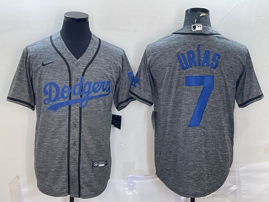 Julio Urias #7 Los Angeles Dodgers Mens Gridiron Limited Cool Base Baseball Jersey - Grey