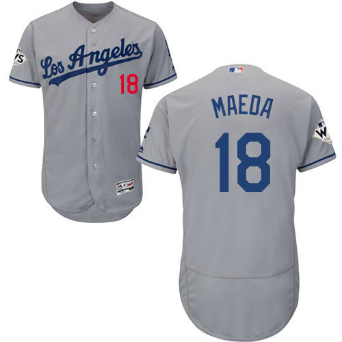 Kenta Maeda #18 Los Angeles Dodgers Mens 2017 Flexbase Authentic World Series Bound Jersey - Grey