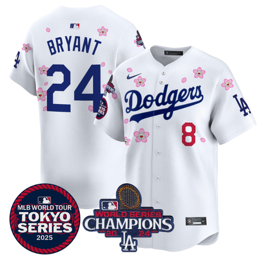 Kobe Bryant #24 Los Angeles Dodgers 2025 Tokyo Series World Series Champions Patch Wh Limited Jersey
