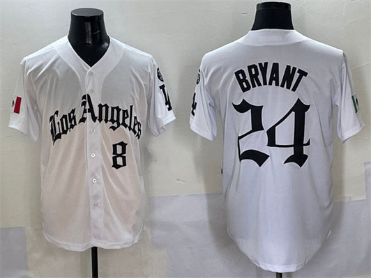 Kobe Bryant #8 Los Angeles Dodgers 2025 Front Back #24 Mexico La Gothic St Limited Jersey - White