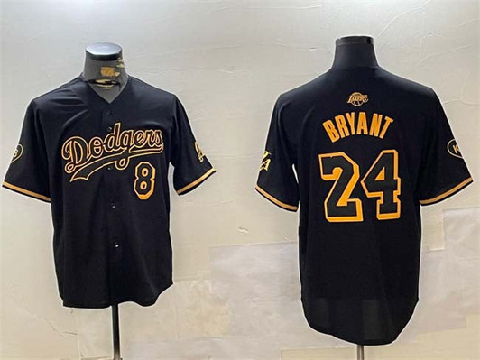 Kobe Bryant #8 Los Angeles Dodgers Front Back #24 Limited Baseball Jersey - Black