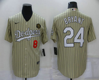 Kobe Bryant #8 Los Angeles Dodgers Nike Mens 24 Pinstripe Limited Cool Base Jersey - Cream