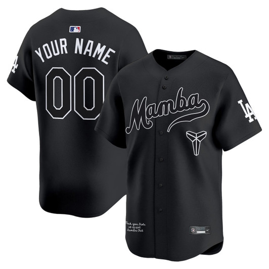Kobe Honor Los Angeles Dodgers Limited Custom Jersey - Black