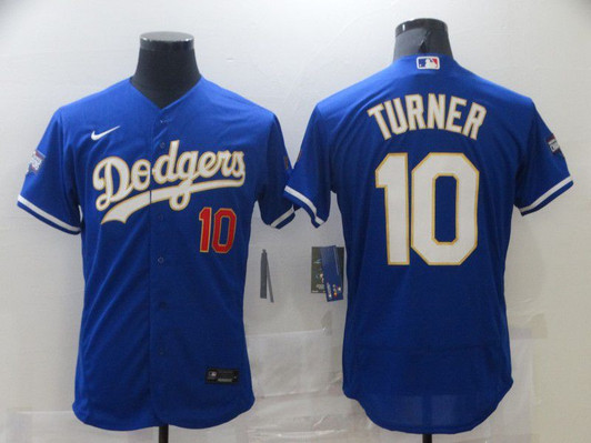 Los Angeles Dodgers #10 Nike Men 2021 Turner Elite Jersey - Blue