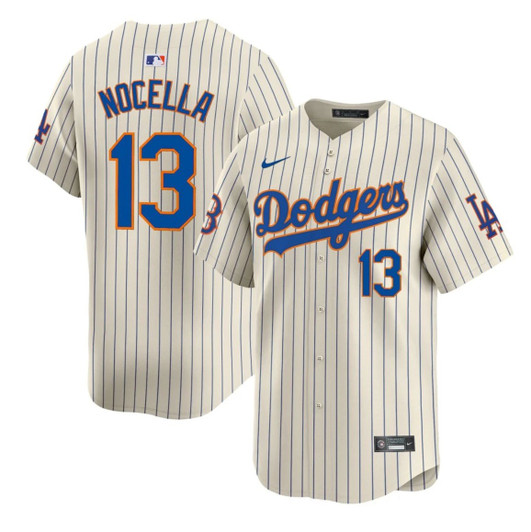 Los Angeles Dodgers #13 Nocella Limited Jersey - Cream