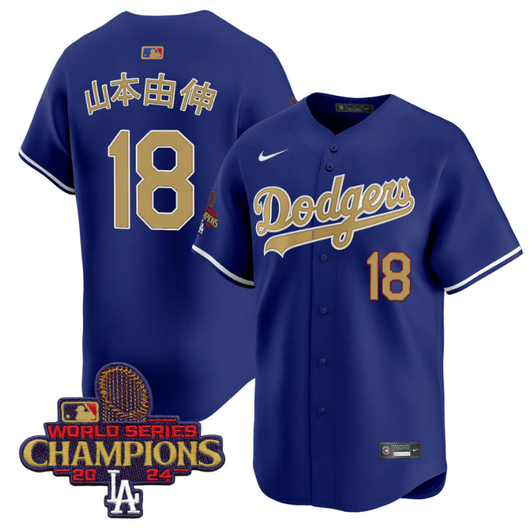 Los Angeles Dodgers #18 2025 Yamamoto (Kanji) Vapor Premier Royal Jersey - Gold