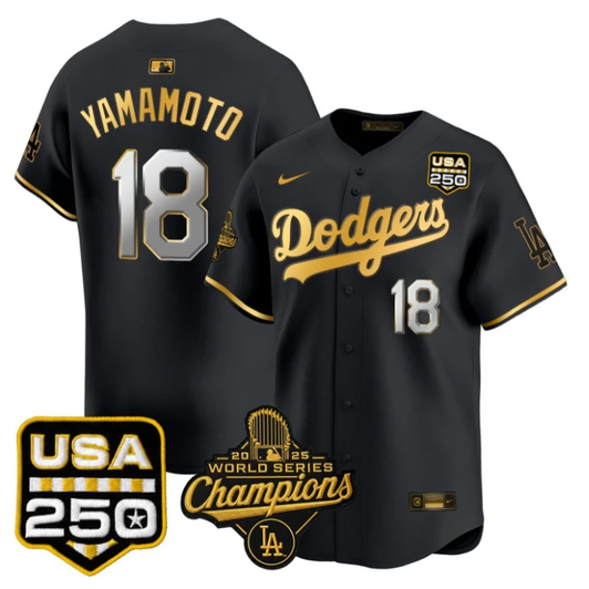 Los Angeles Dodgers #18 2025 Yamamoto World Series Champions Usa Limited Jersey
