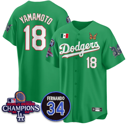 Los Angeles Dodgers #18 Yamamoto Mexican 34 Limited Jersey - Green