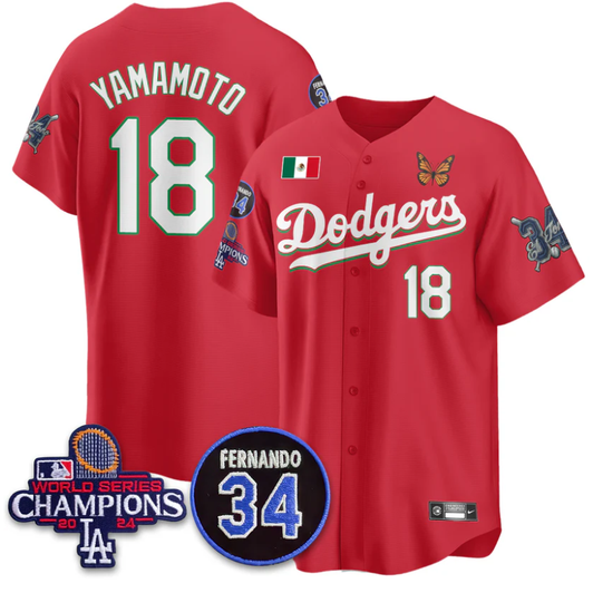 Los Angeles Dodgers #18 Yamamoto Mexican 34 Limited Jersey - Red