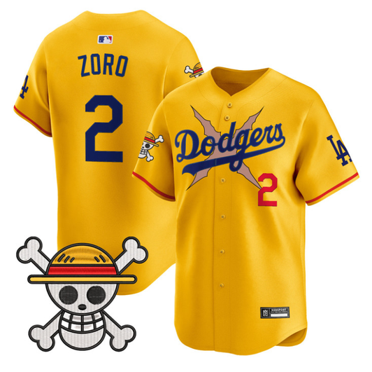 Los Angeles Dodgers #2 2025 Zoro One Piece Vapor Limited Jersey - Gold