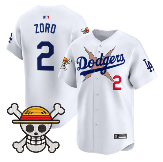 Los Angeles Dodgers #2 2025 Zoro One Piece Vapor Limited Jersey - White