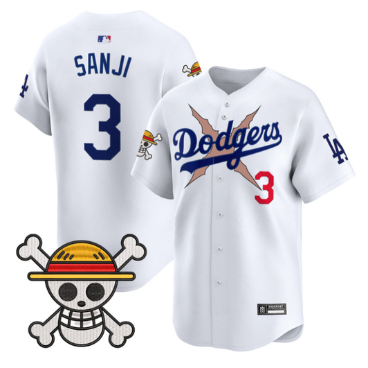 Los Angeles Dodgers #3 2025 Sanji One Piece Vapor Limited Jersey - White