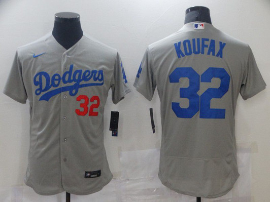 Los Angeles Dodgers #32 Nike Men 2021 Koufax Elite Jersey - Grey