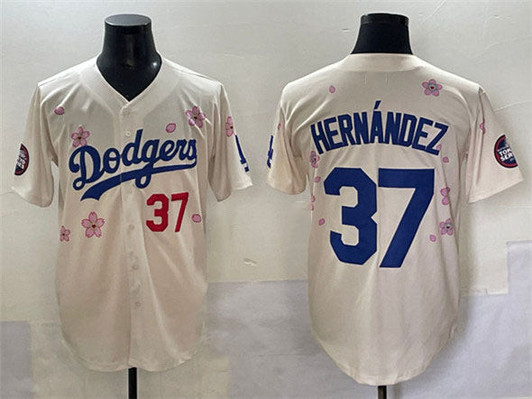 Los Angeles Dodgers #37 2025 Teoscar Hernndez Tokyo Series Limited Stitche Jersey - Cream