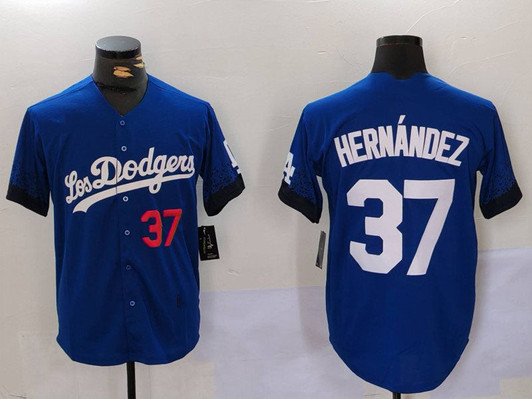 Los Angeles Dodgers #37 Teoscar Hernndez Limited Cool Base Baseball Jersey - Blue