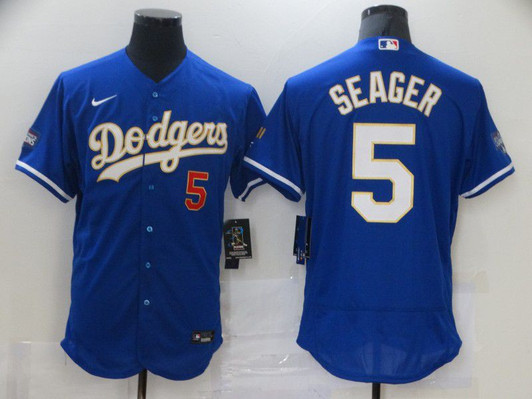 Los Angeles Dodgers #5 Nike Men 2021 Seager Elite Jersey - Blue