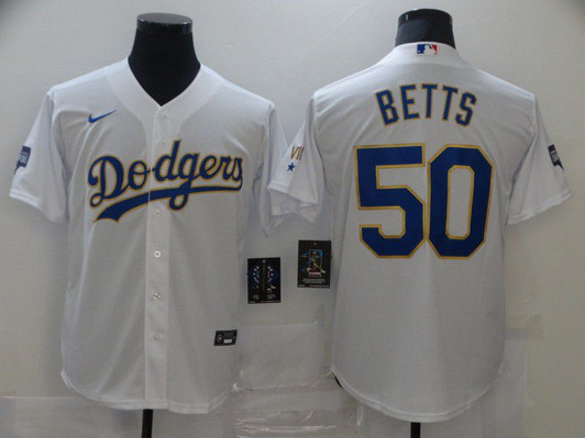 Los Angeles Dodgers #50 Nike Men 2021 Betts Game Jerseys Limited Jersey - White