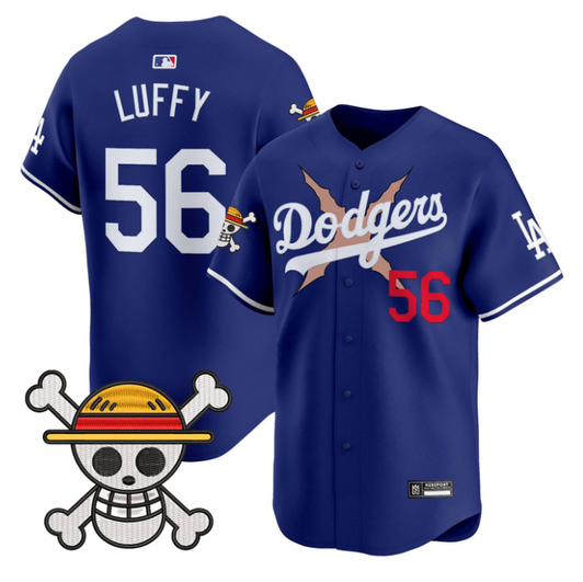 Los Angeles Dodgers #56 2025 Luffy One Piece Vapor Limited Jersey - Royal