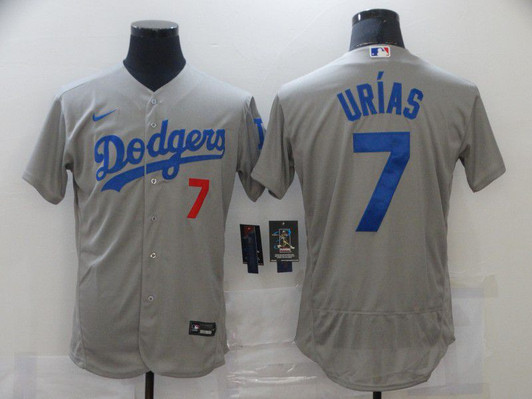 Los Angeles Dodgers #7 Nike Men Urias Elite Jerseys Jersey - Grey