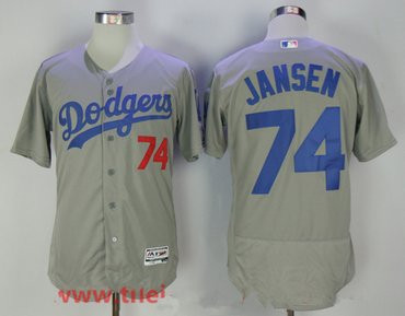 Los Angeles Dodgers #74 Majestic Mens Kenley Jansen Limited Flex Base Jersey - Gray