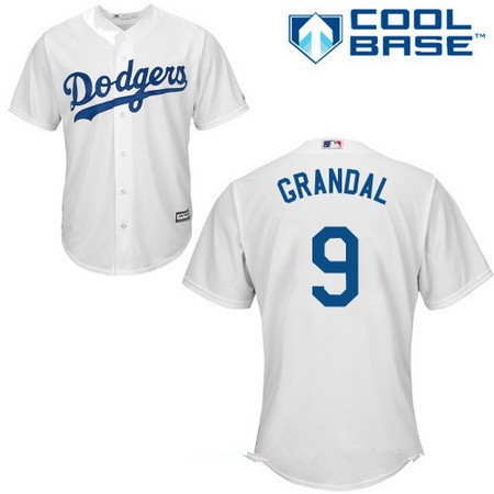 Los Angeles Dodgers #9 Majestic Mens Yasmani Grandal Home Limited Cool Base Jersey - White