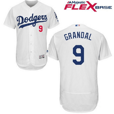 Los Angeles Dodgers #9 Majestic Mens Yasmani Grandal Home Limited Flex Base Jersey - White